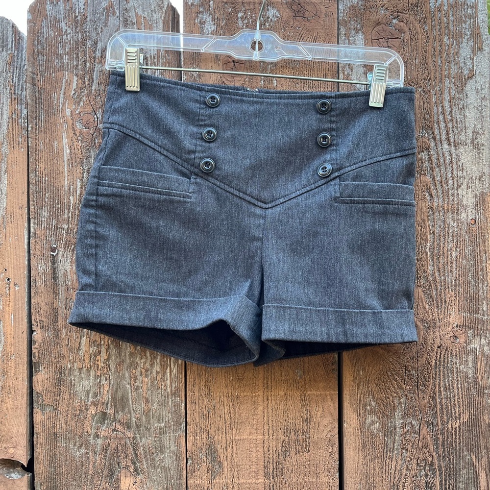 Women's Gray Button-Front Shorts